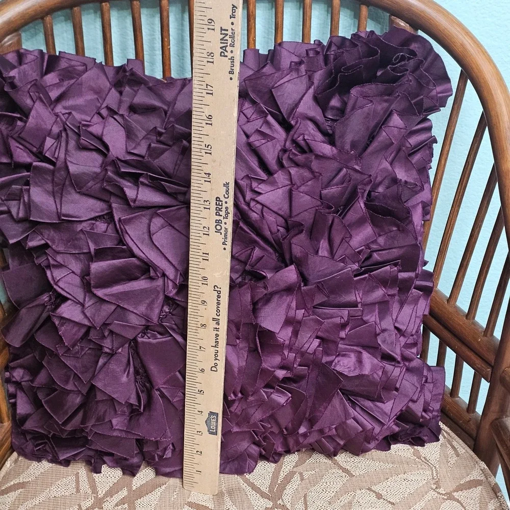 Pier 1 Imports Purple Ruffled Textured Decorative Throw Pillow Square 16x16